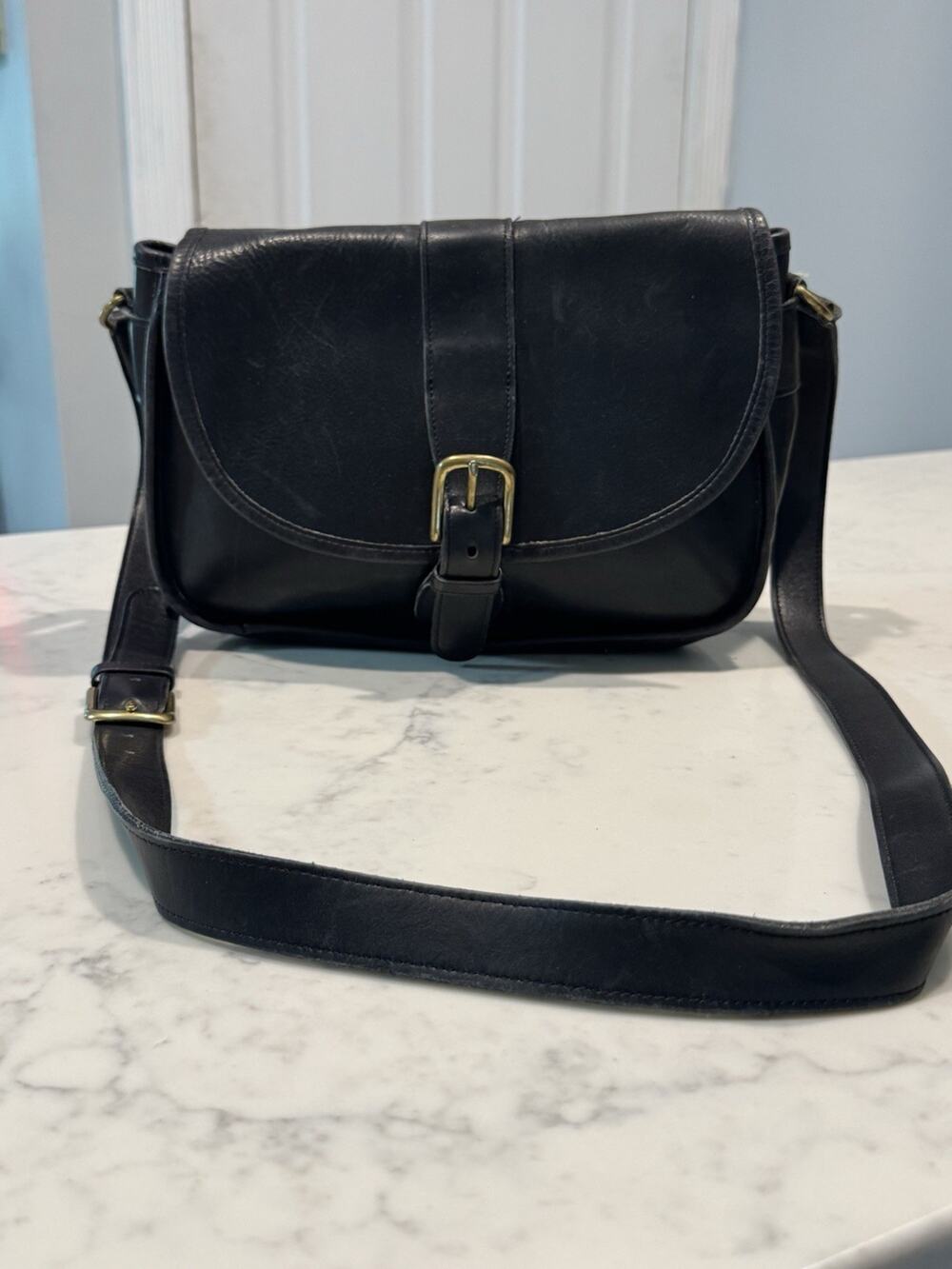 Vintage COACH Leather Saddle Bag RARE 70s - Early 80s USA Stamped Creed Black